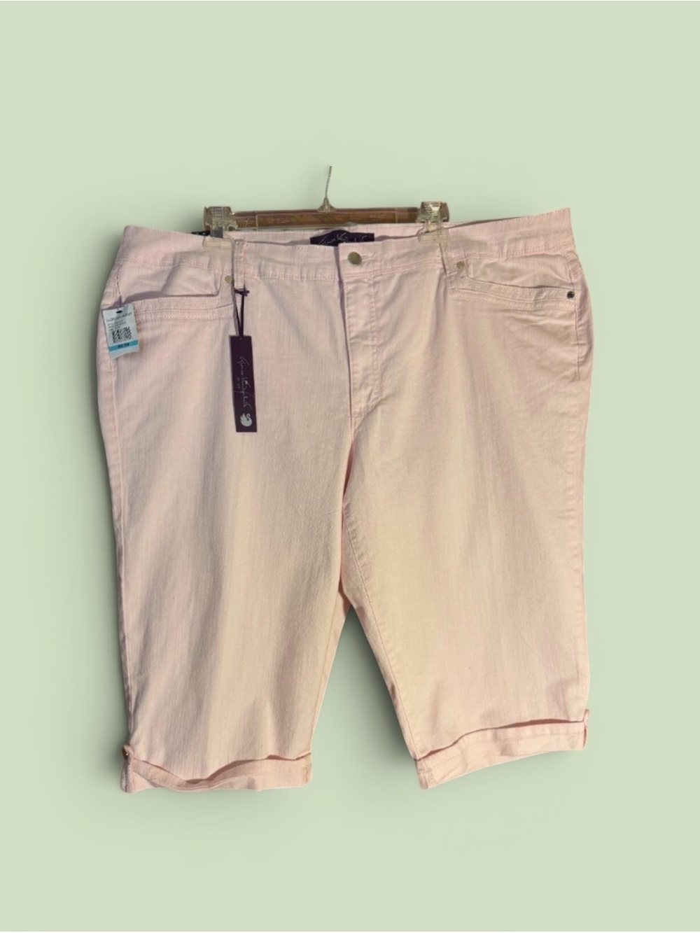NWT Gloria Vanderbuilt Pink Cotton Blend Amanda Skimmer Shorts Sz 20W